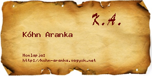 Kóhn Aranka névjegykártya